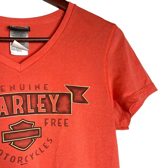 Harley-Davidson Coral V-Neck T-Shirt Tomahawk Wisconsin Graphic Printed Medium - Picture 7 of 16